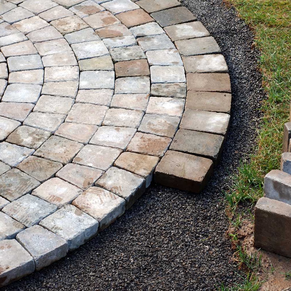 Round patio being laid