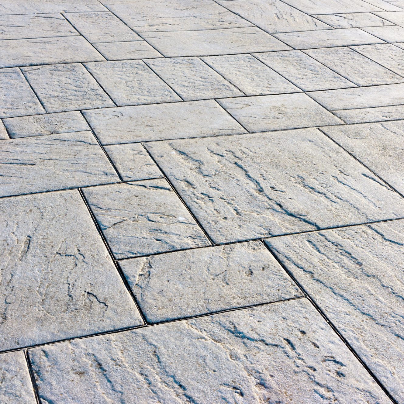 Close up of various sized paving stones